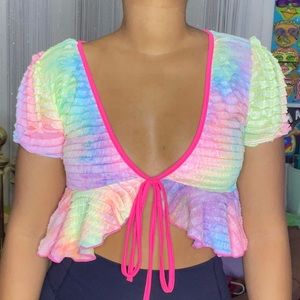 Rainbow Open Back Tie Top